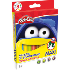 Набор фломастеров со штампиками "Maxi" 8 цветов, Play-Doh Набор фломастеров со штампиками "Maxi" 8 цветов, Play-Doh